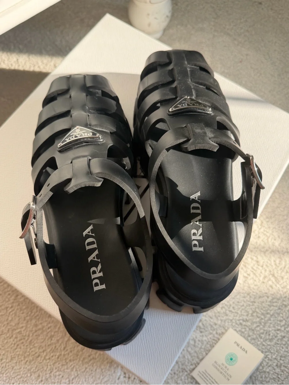 Prada Soft Cage Chunky Sandal w/ logo  - Brand New